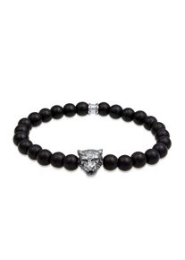 Armkette Kuzzoi "Armband Herren Tiger Onyx Schwarz 925 Sterling Silber" Gr. 190, schwarz, Armb&auml;nder, Herren, 190, Silber 925 (Sterlingsilber), Armkette