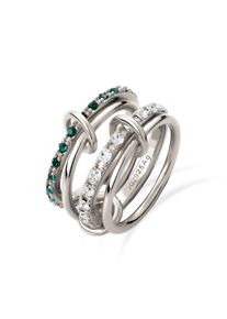 Silberring Elli "Ring Stapellook mit Kristallen von Swarovski Wei&szlig; Gr&uuml;n 925 Sterling Silber" Gr. 56, silber, Fingerringe, Damen, 56, Silber 925 (Sterlingsilber), Silberring