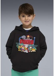Kapuzensweatshirt Puma "X PAW PATROL GRAPHIC HOODIE TR", Jungen, Gr. 98, Puma schwarz, Sweatware, Obermaterial: 68% Baumwolle, 32% Polyester, bedruckt, regular fit normal, angesetztes B&uuml;ndchen, Sweatshirts Kapuzensweatshirt, f&uuml;r Kinder, Regular Fit, mit Kapuze, mit K&auml;ngurutasche