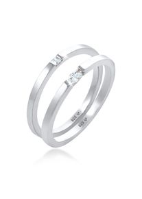 Ring-Set Elli "Ring Ring Solit&auml;r Zirkonia Klassik Set 925 Silber" Gr. 56, silber, Fingerringe, Damen, 56,mit Stein, Silber 925 (Sterlingsilber), 4mm, Ring-Set