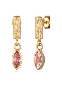 Paar Ohrstecker Elli "Ohrringe Ohrstecker Rechteck Ros&eacute; 925 Sterling Silber vergoldet, mit Kristallen von Swarovski" Gr. 24, gold, Ohrringe, Damen, Silber 925 (Sterlingsilber), Paar Ohrstecker