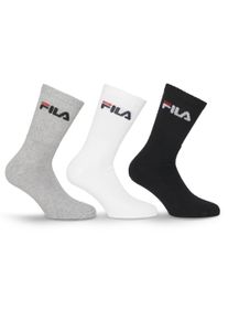 Tennissocken Fila "UNISEX CREW TENNIS FULL TERRY SOCKS", Damen, Gr. 43-46, schwarz (schwarz, grau, wei&szlig;), Baumwolle, Elasthan, Polyester, bedruckt, unifarben mit Farbeinsatz, elastisch, Socken Tennissocken, mit verst&auml;rkten Belastungszonen