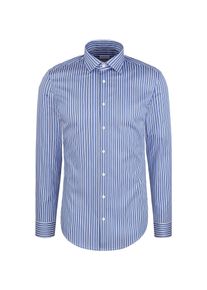 Businesshemd Seidensticker "Schwarze Rose", Herren, Gr. XL (44), normale &Auml;rmell&auml;ngen, mittelblau, 100% Baumwolle, gestreift, slim fit, 2-Knopf-Manschette, Hemden Businesshemd, Slim 1/1 Kentkragen Gestreift