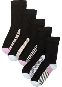 bonprix Femei Șosete fără presiune (5buc.), cu bumbac organic, negru, 35-38