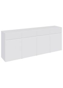 Xora Sideboard, Wei&szlig;, Kunststoff, 4 F&auml;cher, 4 Schublade(n) Schubladen, 200x79.6x39.8 cm, Kleinm&ouml;bel, Kommoden, Sideboards