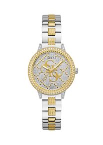Quarzuhr Guess "G LACE", gold (silbergoldfarben), Armbanduhren, Damen, Quarzuhr, Armbanduhr, Damenuhr, Edelstahlarmband, Kristallsteine