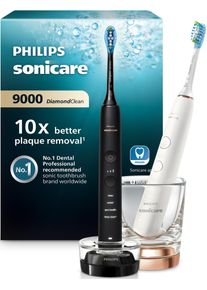 Elektrische Zahnb&uuml;rste PHILIPS SONICARE "DiamondClean 9000 HX9914", rosa (ros&eacute;goldfarben, schwarz), Elektrozahnb&uuml;rstenB:17,4cm H:25,2cm T:11,1cm, Kunststoff, Elektrische Zahnb&uuml;rste, DiamondClean Premium Schallzahnb&uuml;rste, Doppelpack inkl. Ladeglas, B:17,4cm H:25,2cm T:11,1cm