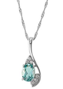 Kette mit Anh&auml;nger Amor "9963843", gr&uuml;n (silberfarben, kristallwei&szlig;, gr&uuml;n), Halsketten, Damen, Silber 925 (Sterlingsilber), L: 45, Kette mit Anh&auml;nger, mit Zirkonia (synth.)