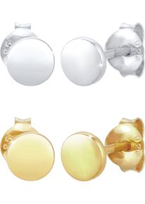 Ohrstecker-Set Elli "Schmuck Geschenk Silber 925 Ohrringe", gold (silberfarben, gelbgoldfarben), Ohrringe, Damen, 5mm, Silber 925 (Sterlingsilber), Ohrstecker-Set