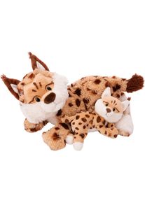 Kuscheltier Nici "Wild Friends GREEN, Luchs Mutter & Kind, 40 cm & 20 cm liegend", beige, Pl&uuml;schfiguren, KinderB:40cm H:21cm L:22cm, Pl&uuml;sch, Kuscheltier, enth&auml;lt recyceltes Material, B:40cm H:21cm L:22cm
