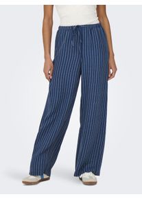 Jacqueline de Yong Schlupfhose JDY "JDYPOWER MW WIDE PANT WVN NOOS", Damen, Gr. M, L&auml;nge 32, insignia blau stripes:cloud dancer, Web, Obermaterial: 97% Polyester, 3% Viskose, gestreift, regular fit lang, Hosen Schlupfhose, Materialmix, regular fit