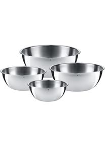 Sch&uuml;ssel WMF "Set Gourmet (&Oslash; 16/18/22/24 cm), 360 Sch&uuml;ttrand, tropffreies Ausgie&szlig;en", silber (edelstahlfarben), Edelstahl, Sch&uuml;sseln, Sch&uuml;ssel, vielseitig, stapelbar, platzsparende Aufbewahrung