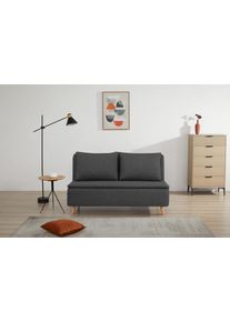 Schlafsofa Home Affaire "AINSLEY 140 cm -2-Sitzer, verstellbare R&uuml;ckenlehne", anthrazit, B:145cm T:85cm, 100% Polyester, Sofas, Schlafsofa, wandelbar zum G&auml;stebett, Relaxsofa, Webstoff u. Cord-Bezug