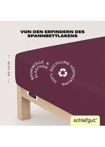 Spannbettlaken Schlafgut "EASY JERSEY ELASTHAN Bettlaken, 170 g/m&sup2;, 95% Baumwolle, 5% Elasthan", lila (lila deep), 1 Stk., Jersey, 120-130x200-220 30cm, Jersey, Obermaterial: 95% Baumwolle, 5% Elasthan, Bettlaken, Spannbettlaken, Spannbettlaken bis 30 cm H&ouml;he, b&uuml;gelfrei, pflegeleicht, perfekter Sitz