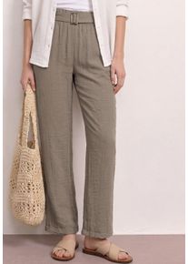 Schlupfhose Street One, Damen, Gr. 46, L&auml;nge 30, schwarz beige, Web, Obermaterial: 75% Viskose, 22% Nylon, 3% Leinen, Leinenoptik, bequem kn&ouml;chelfrei, Hosen Schlupfhose, Leinenoptik