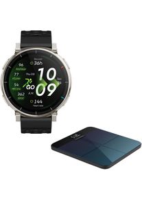 Smartwatch Amazfit "SET: Smart Scale Personenwaage + Active 3 Premium", apex silber, Smartwatches, ohne eSIM, Smartwatch