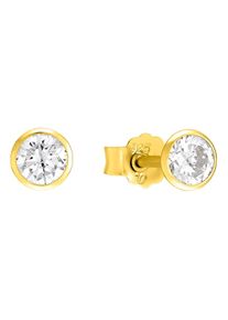 Paar Ohrstecker Amor "2031801, 2031802", gold (gelbgoldfarben, wei&szlig;, kristallwei&szlig;), Ohrringe, Damen, 4,5mm, Silber 925 (Sterlingsilber), Paar Ohrstecker, mit Zirkonia (synth.)