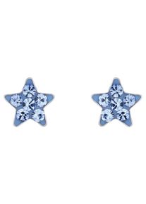 Paar Ohrstecker Amor "Sternchen", bunt (silberfarben, blau, blau), Ohrringe, M&auml;dchen, Silber 925 (Sterlingsilber), Paar Ohrstecker, mit Kristallglas