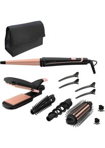 Multihaarstyler Rowenta "CF4231 Infinite Looks 14-in-1", schwarz (schwarz, kupfer), MultihaarstylerB:5,3cm H:6,9cm T:31,7cm, Multihaarstyler, 190C, kalte Spitze, endlos viele Styling-M&ouml;glichkeiten, 14 Programme, B:5,3cm H:6,9cm T:31,7cm