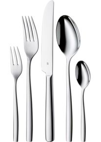 Besteck-Set WMF "Palma in klassisch-stilsicherer Optik, ergonomisch, Wellenschliff", silber (edelstahlfarben), 30 Stk., Cromargan Edelstahl Rostfrei 18/10, Essbesteck-Sets, Besteck-Set, sp&uuml;lmaschinengeeignet, optimale Sch&auml;rfe, hochwertiger Besteckkasten