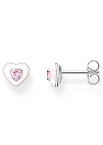Paar Ohrstecker Thomas Sabo "Herz mit pinkem Stein", bunt (silberfarben, pink, pink), Ohrringe, Damen, Silber 925 (recycelt), Paar Ohrstecker, mit Glas-Keramik Stein