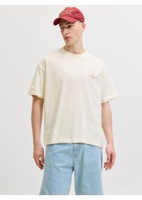 Jack & Jones Kurzarmshirt JACK & JONES "JORSANREMO BACK TEE SS CREW NECK LN", Herren, Gr. XL, antique wei&szlig;, Jersey, Obermaterial: 100% Baumwolle, bedruckt, normal, Rundhals, Shirts Kurzarmshirt, Baumwolle