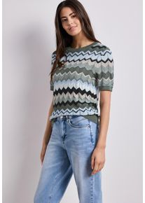 Strickpullover Street One, Damen, Gr. 42, deep bound gr&uuml;n, Strick, Obermaterial: 60% Viskose, 40% Baumwolle, gemustert, regular fit normal, Rundhals, Pullover Strickpullover, luftige Strickqualit&auml;t, regular Fit