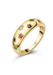 Fingerring Firetti "Schmuck Geschenk Silber 925 Damenring Ring Blumen" Gr. 62, gelbgoldfarben, rot, dunkelblau, gr&uuml;n, wei&szlig;, Fingerringe, Damen, 62, Silber 925 (Sterlingsilber), 4,4mm, Fingerring, mit Rubin, Saphir, Smaragd, Wei&szlig;topas