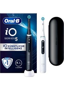 Elektrische Zahnb&uuml;rste Oral-B "iO 5 Duopack", schwarz (matt schwarz, quite wei&szlig;), Elektrozahnb&uuml;rstenB:3cm H:24cm T:3cm, Kunststoff, Elektrische Zahnb&uuml;rste, mit Magnet-Technologie, LED-Anzeige, 5 Putzmodi, Reiseetui, B:3cm H:24cm T:3cm