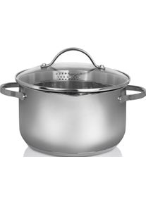 Kr&uuml;ger Kochtopf KR&Uuml;GER, silber (silberfarben), H:12cm &Oslash;:20cm, T&ouml;pfe, Kochtopf, Induktion