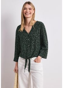 Druckbluse Street One, Damen, Gr. 46, deep bound gr&uuml;n, Web, Obermaterial: 100% Viskose, gebl&uuml;mt, normal h&uuml;ftlang, Rundhals, 1-Knopf-Manschette, Blusen Druckbluse, 3/4-Arm Sommerbluse mit floralem Muster