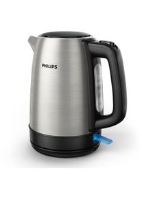 Philips Wasserkocher "HD9350/90 Daily Collection", grau (schwarz, edelstahlfarben), B:19,8cm H:24,4cm T:22,8cm, Wasserkocher, Trockengehschutz, Silber, Wasserkocher