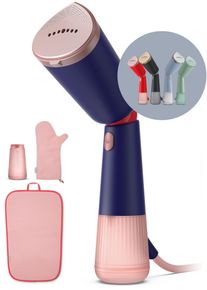 Philips Dampfb&uuml;rste "STH5030 "Styler", 120 ml und 200 ml Wassertank, Metallplatte", blau (dunkelblau, pink), B:9,7cm H:8,6cm T:31,7cm, B&uuml;geleisen, Steamer im schlanken Design; 2-in-1 Handschuh, Tasche, Stylemat inkl., Dampfb&uuml;rste