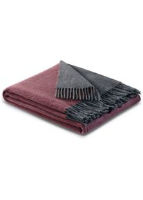 Plaid Biederlack "teal-green", rot (rouge, graphit), B:150cm L:200cm, Kaschmir, Wolle, Wohndecken, Plaid, im Doubleface-Look