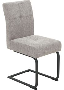 Esszimmerstuhl Hela "Luise S Schwingstuhl, Freischwinger 2er-Set", beige (beige, anthrazit), B:43cm H:91cm T:65cm, Metall, Polyester, Stoff, St&uuml;hle, Esszimmerstuhl, Sitz mit Federkern, Extra dicke Polsterung, K&uuml;chenstuhl, OTTOs Choice