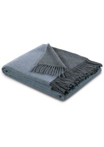 Plaid Biederlack "teal-green", blau (blau, grau), B:150cm L:200cm, Kaschmir, Wolle, Wohndecken, Plaid, im Doubleface-Look
