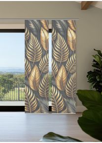 Schiebegardine HOME IN GREEN "ZEDRIC", goldfarben, B:60cm H:245cm, Polyester, Gardinen, Schiebegardine, Bambusoptik, SET, recycelt, Digitaldruck