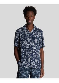 Lyle & Scott Botanische Tuin Print Resort Shirt - Donker Navy