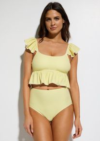 bonprix Tankini z falbankami (komplet 2-cz.), ż&oacute;łty, 42