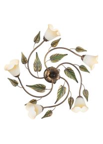 Deckenleuchte, Bronzefarben, Olivgr&uuml;n, Metall, Glas, 20x70x70 cm, Lampen & Leuchten, Innenbeleuchtung, Deckenleuchten, Deckenleuchten