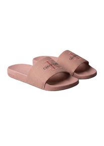 Badepantolette Calvin Klein "ESS SLIDE CV WN", Damen, Gr. 37, ros&eacute;, Textil, unifarben, Basic, Schuhe Badepantolette, Strandschuh, Flat mit CK-Stickerei
