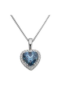 Kettenanh&auml;nger Firetti "Schmuck Geschenk Gold 333 Halsschmuck Anh&auml;nger Herz", wei&szlig;goldfarben, hellblau, hellblau, Schmuckanh&auml;nger, Damen, 0,07 P2 = erkennbare Einschl&uuml;sse, Diamanten Wei&szlig;gold 333, 0,85 g, Diamanten, Wei&szlig;gold 333, Kettenanh&auml;nger, mit Blau Topas Sky Blue - mit Brillanten