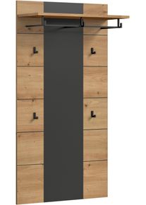 Garderobenpaneel Home Affaire "REHAT, TOPSELLER, H&ouml;he 145 cm, Hutablage, 4 Haken, Garderobenstange", braun (basalt grau, artisan eiche nachbildung), B:80cm H:141cm T:29cm, Holzwerkstoff, Garderobenpaneele, Garderobenpaneel, Paneel, Wandboard, Garderobe, Garderobenleiste, Garderobenboard