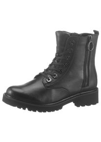 Schn&uuml;rstiefelette Remonte, Damen, Gr. 45, schwarz, Leder, unifarben, Schuhe Schn&uuml;rstiefelette, Blockabsatz, Stiefelette, Schn&uuml;rboots, im modischen Used Look