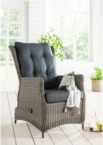 Gartensessel Destiny "CASA RELAX", grau (dunkelgrau), B:68cm H:105cm T:83cm, Obermaterial: 100% Polyester. F&uuml;llung: 100% Polyurethan, Sessel, Gartensessel, Polyrattan, Aluminium, inkl. Auflagen