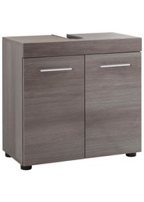 Waschbeckenunterschrank Welltime "Royan", eichefarben rauchsilber, B:58cm H:30cm T:57cm, Schr&auml;nke, Waschbeckenunterschrank, Waschbeckenunterschrank mit 2 T&uuml;ren - (B/T/H) 58/31/57 cm