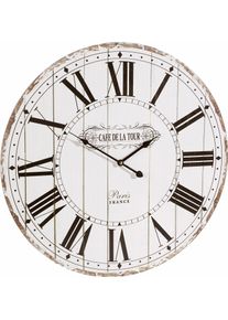 Wanduhr Home Affaire "Cafe de la tour", wei&szlig;, B:60cm H:60cm T:4,5cm, Wanduhren, Wanduhr, r&ouml;mische Ziffern, rund, &Oslash; 60 cm, Vintage-Look