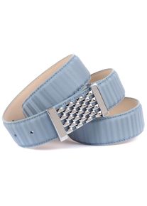 Lederg&uuml;rtel Anthoni Crown, Damen, Gr. 90, blau (hellblau), Leder, unifarben, G&uuml;rtel Lederg&uuml;rtel, in schillernder 3D-Optik mit silberfarbener Koppelschlie&szlig;e
