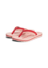 Zehentrenner Tommy Hilfiger "TH CROCHET SUMMER SANDAL", Damen, Gr. 42, rosa (rot), Textil, Schuhe Zehentrenner, Dianette, Strandschuh in sommerlicher H&auml;keloptik
