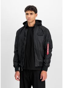 Bomberjacke Alpha Industries "MA-1 TT Hood Light", Herren, Gr. XL, schwarz (schwarz, schwarz), Obermaterial: 100% Nylon, Futter: 100% Nylon, Kapuze: 75% Baumwolle, 25% Polyester, Jacken Bomberjacke